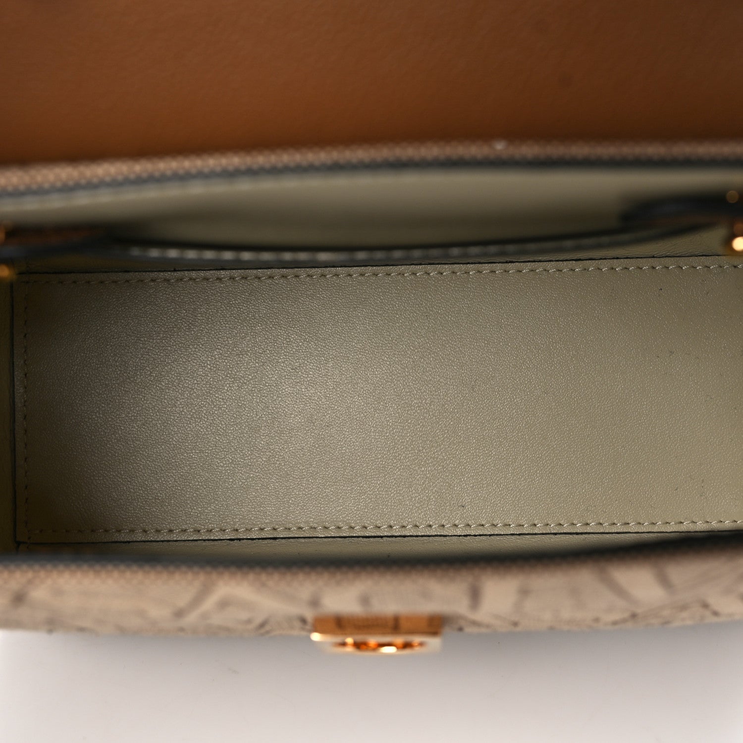 Versace Calfskin Canvas Allover La Medusa Small Top Handle Handbag Brown 5 of 8