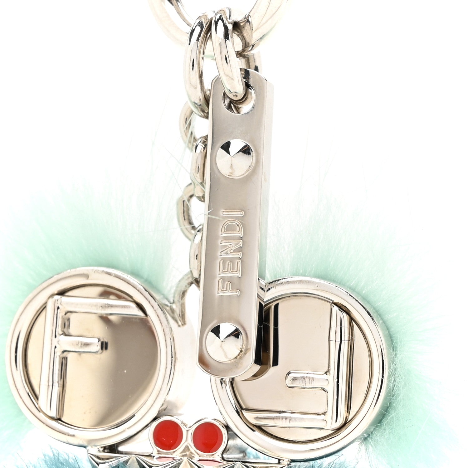 Fendi Rabbit Fur Witches Charm Deep Green Orange Black 4 of 4