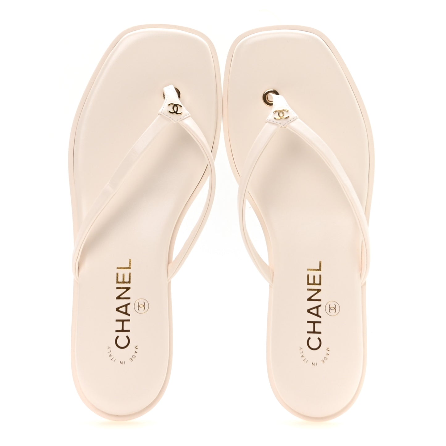 Goatskin CC Times Square Thong Sandals 38.5 White