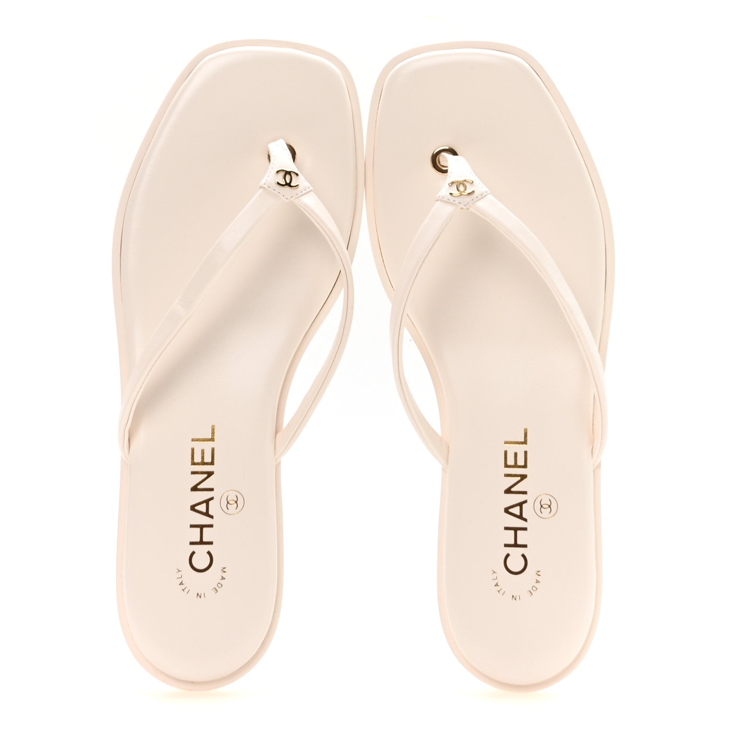Chanel Goatskin CC Times Square Thong Sandals 38.5 White 2 of 9