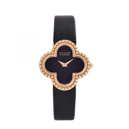 Van Cleef & Arpels 18K Yellow Gold Satin Onyx 26mm Alhambra Quartz Watch 1 of 7