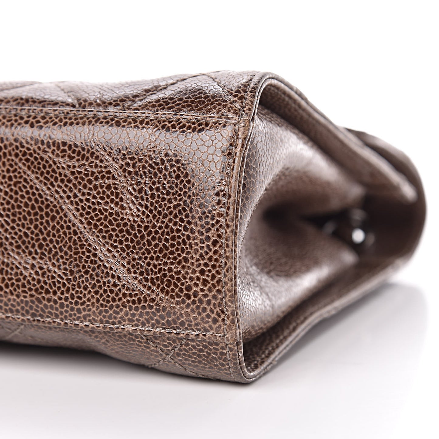 Crumpled Grained Calfskin Medium CC Crave Flap Brown