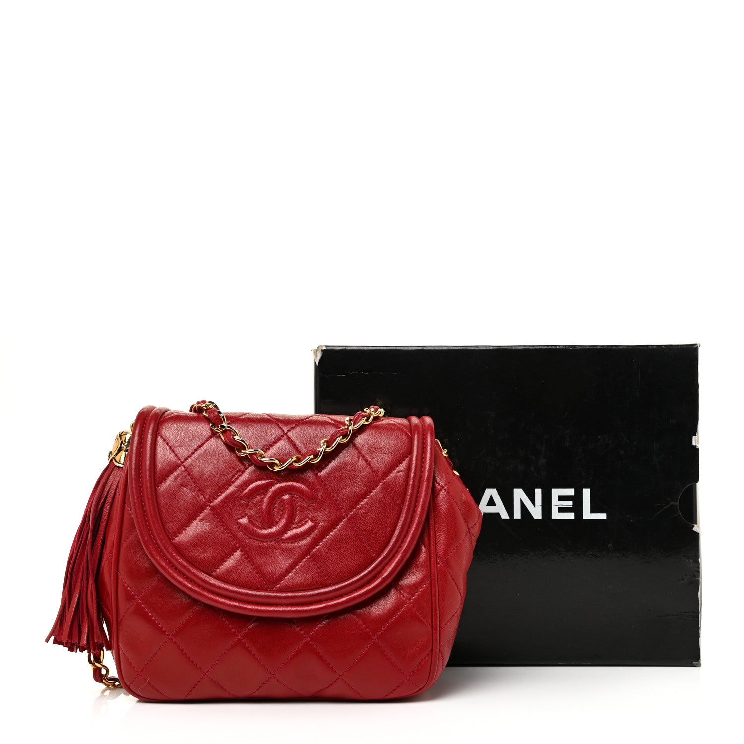 Chanel Lambskin Quilted Flap Tassel Camera Bag Red 21 of 21