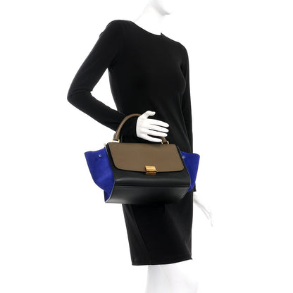 Celine Smooth Calfskin Suede Small Tri-Color Trapeze Indigo 3 of 9