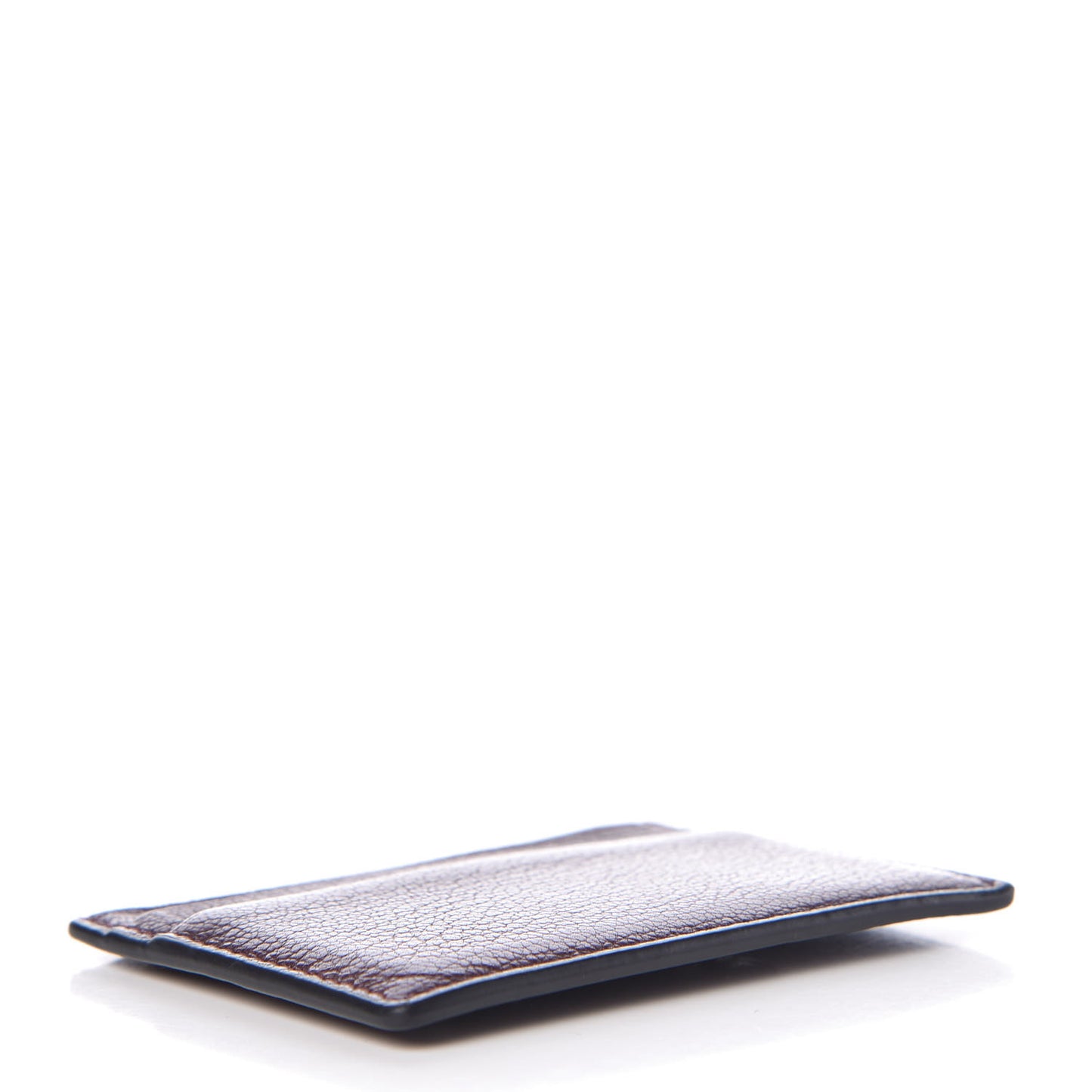 Pebbled Calfskin Rockstud Card Holder Wine