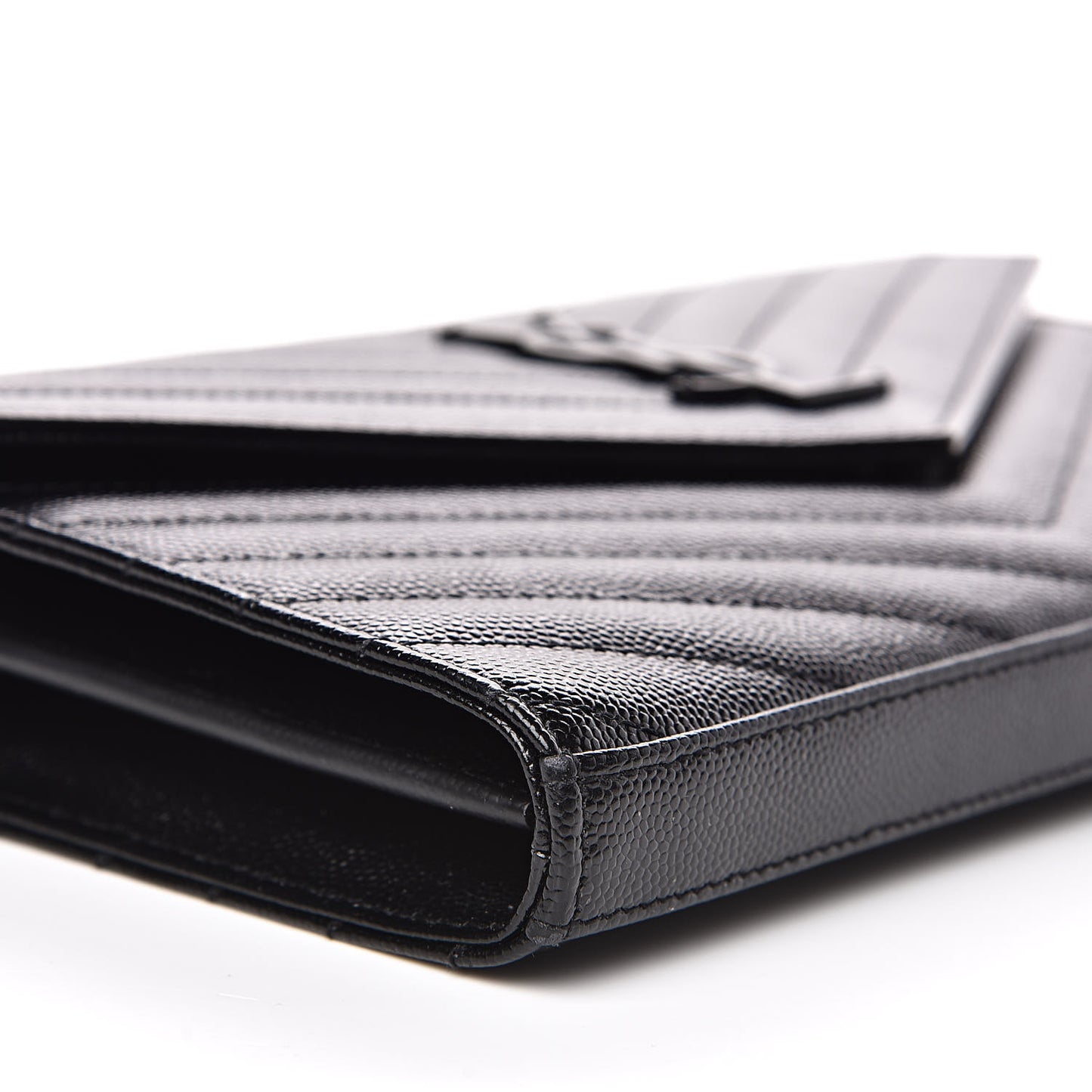 Grain De Poudre Matelasse Chevron Monogram Chain Wallet Black