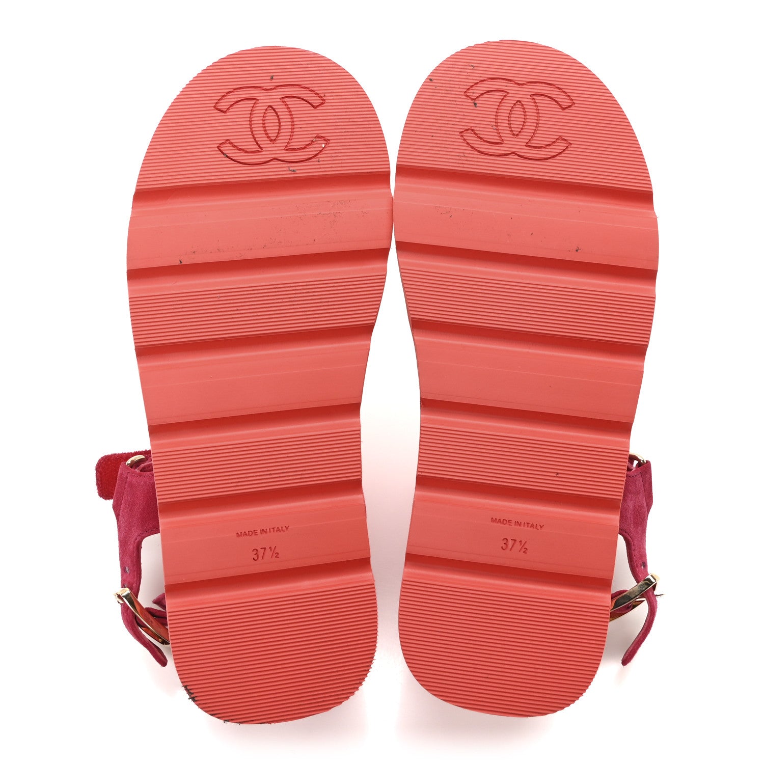 Chanel Suede Quilted Platform Sandals 37.5 Red Light Red 6 of 9
