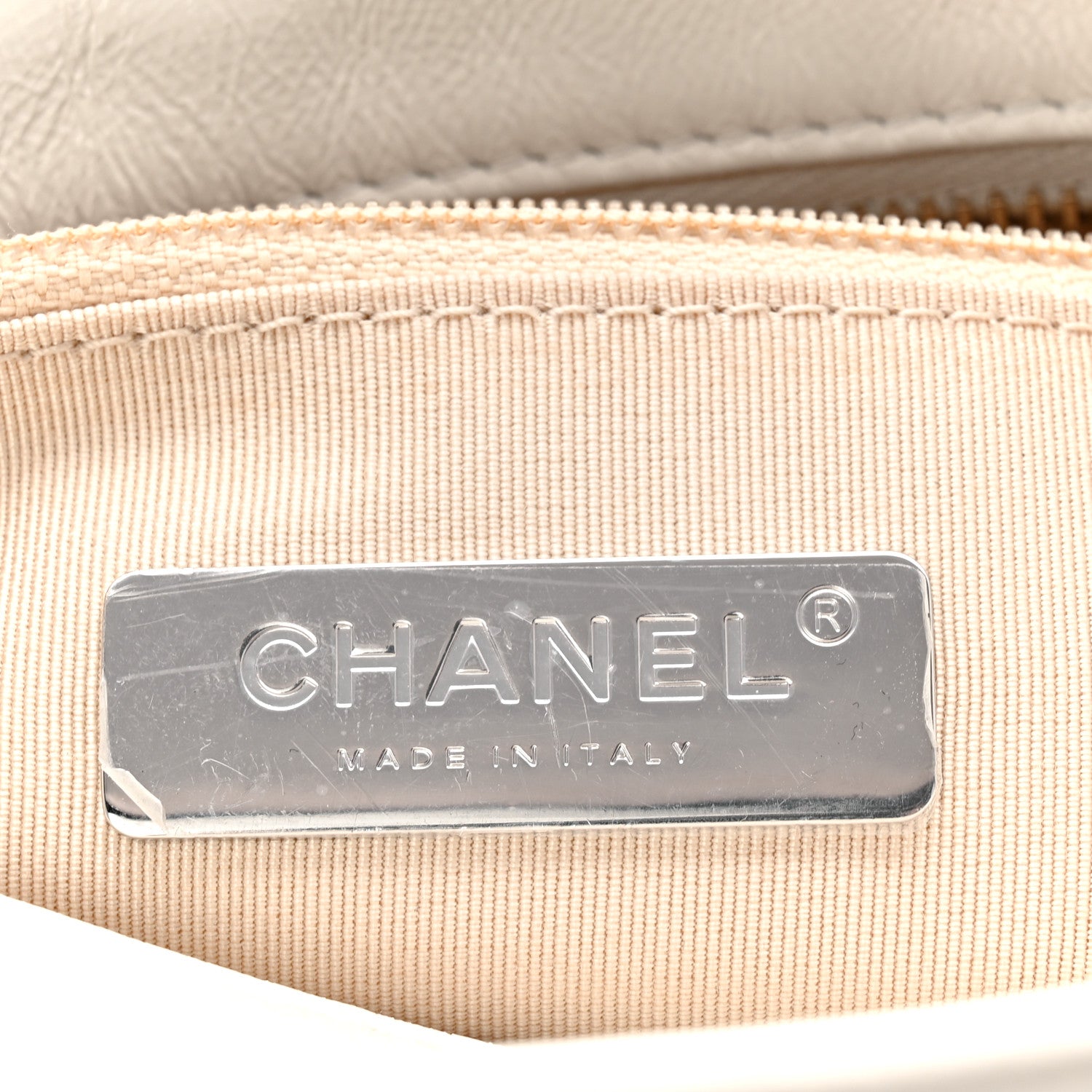 Chanel Calfskin Wool Felt Embossed Small Gabrielle Logo Hobo White 6 of 10