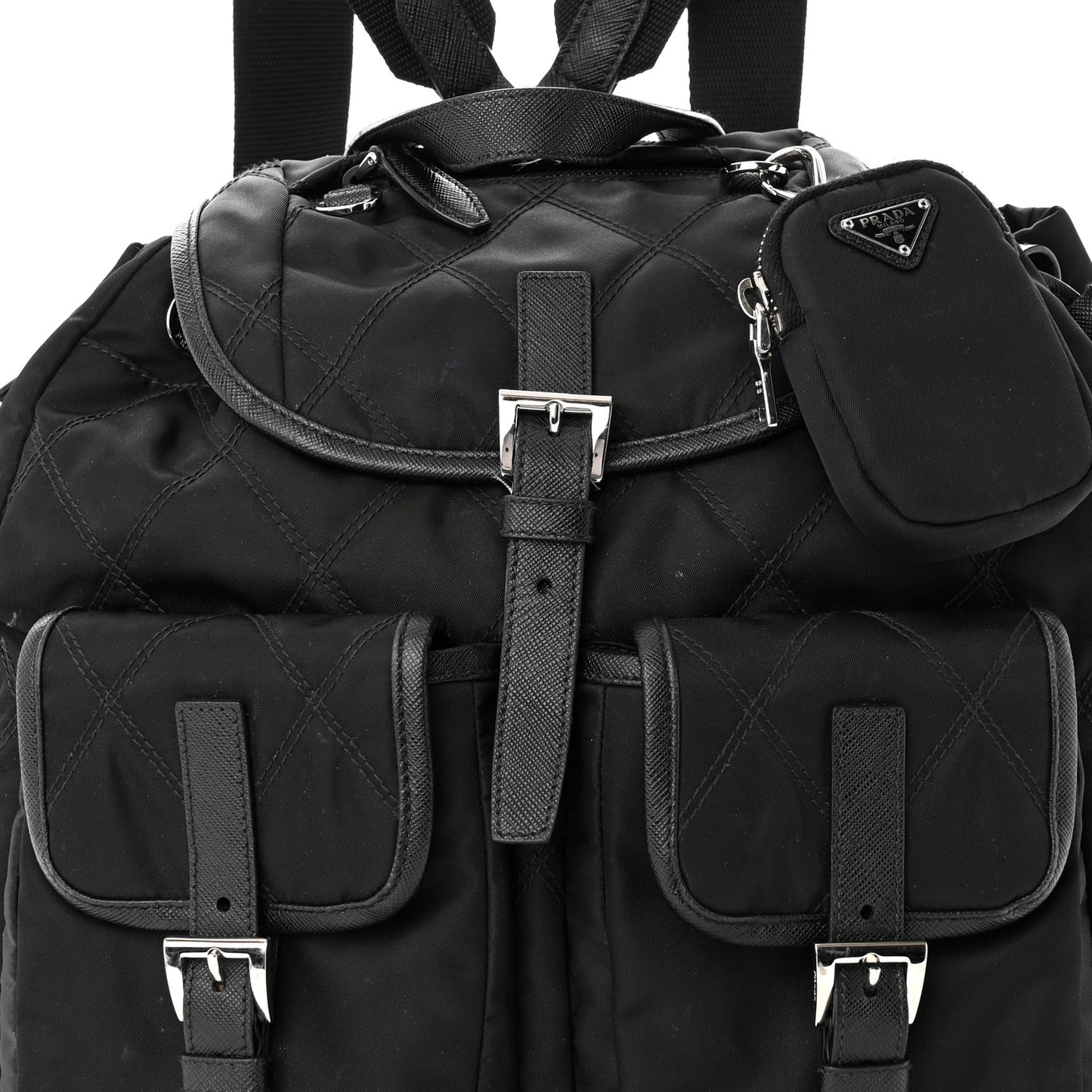 Tessuto Nylon Saffiano Vela Quilted Backpack Black