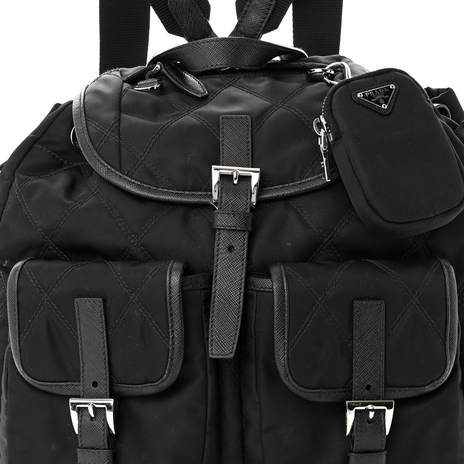 Prada Tessuto Nylon Saffiano Vela Quilted Backpack Black 8 of 19