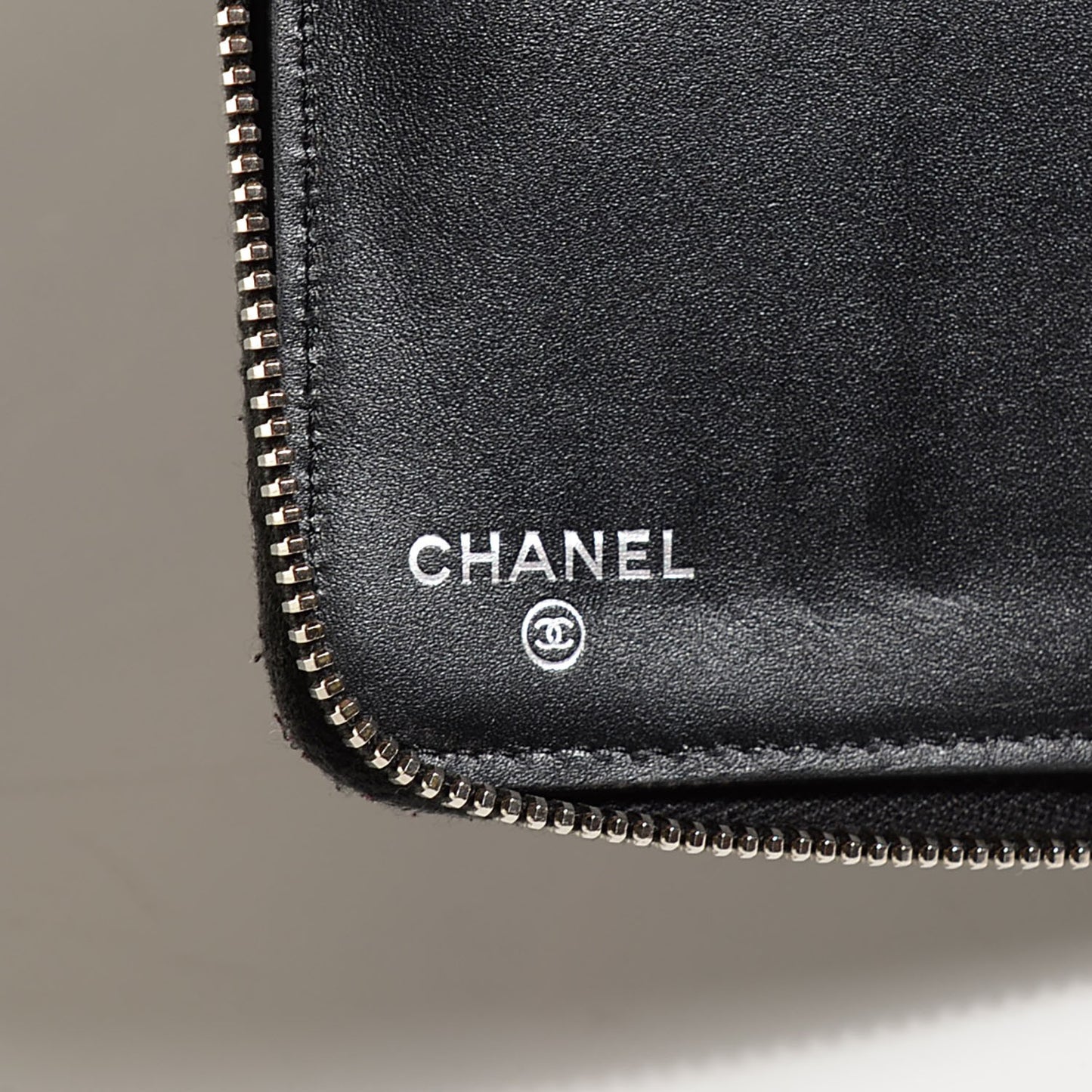 Iridescent Caviar Quilted Large Zip Around Organizer Wallet Black