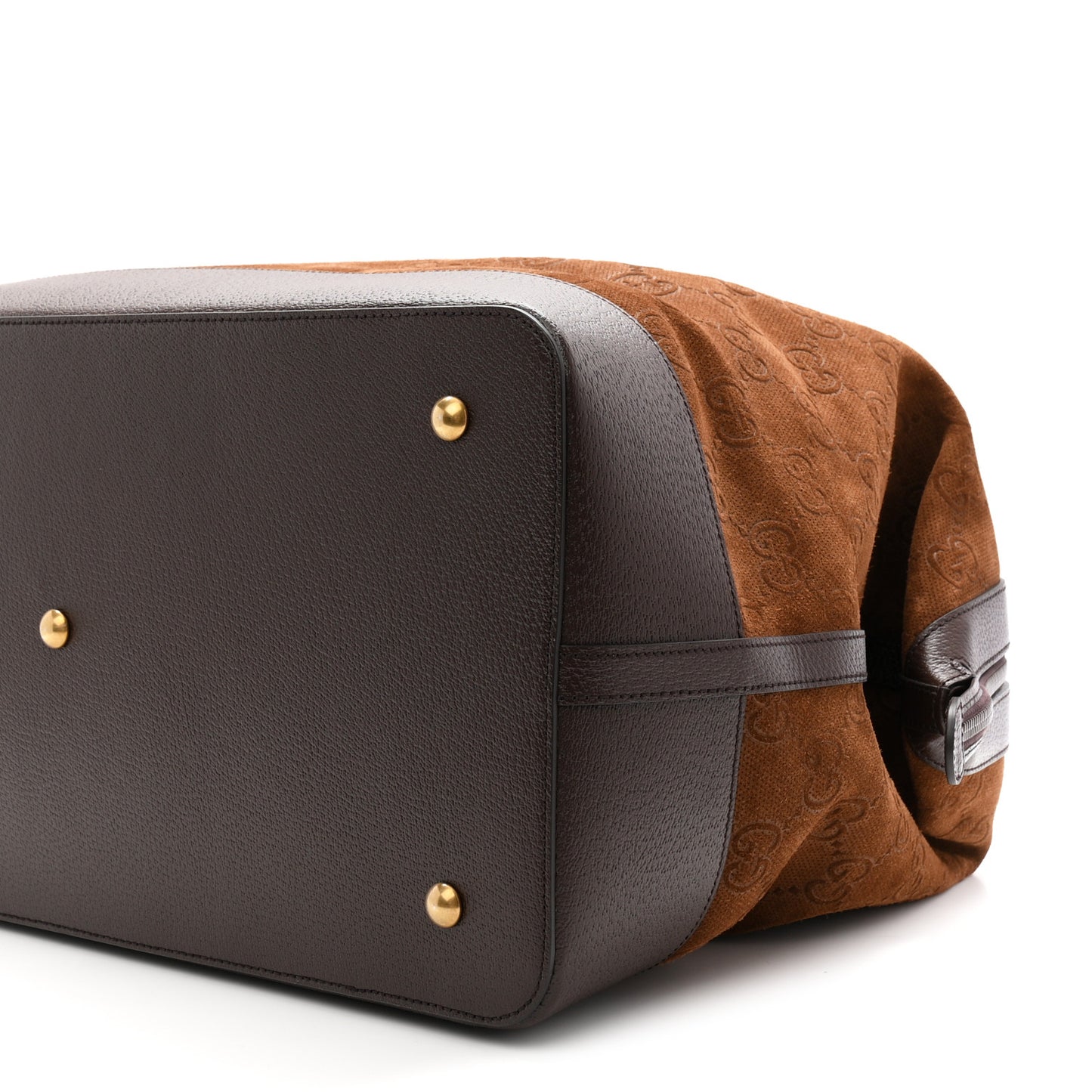 Suede Jumbo GG Debossed Textured Dollar Calfskin Savoy Travel Bag Wood Brown Chocolate