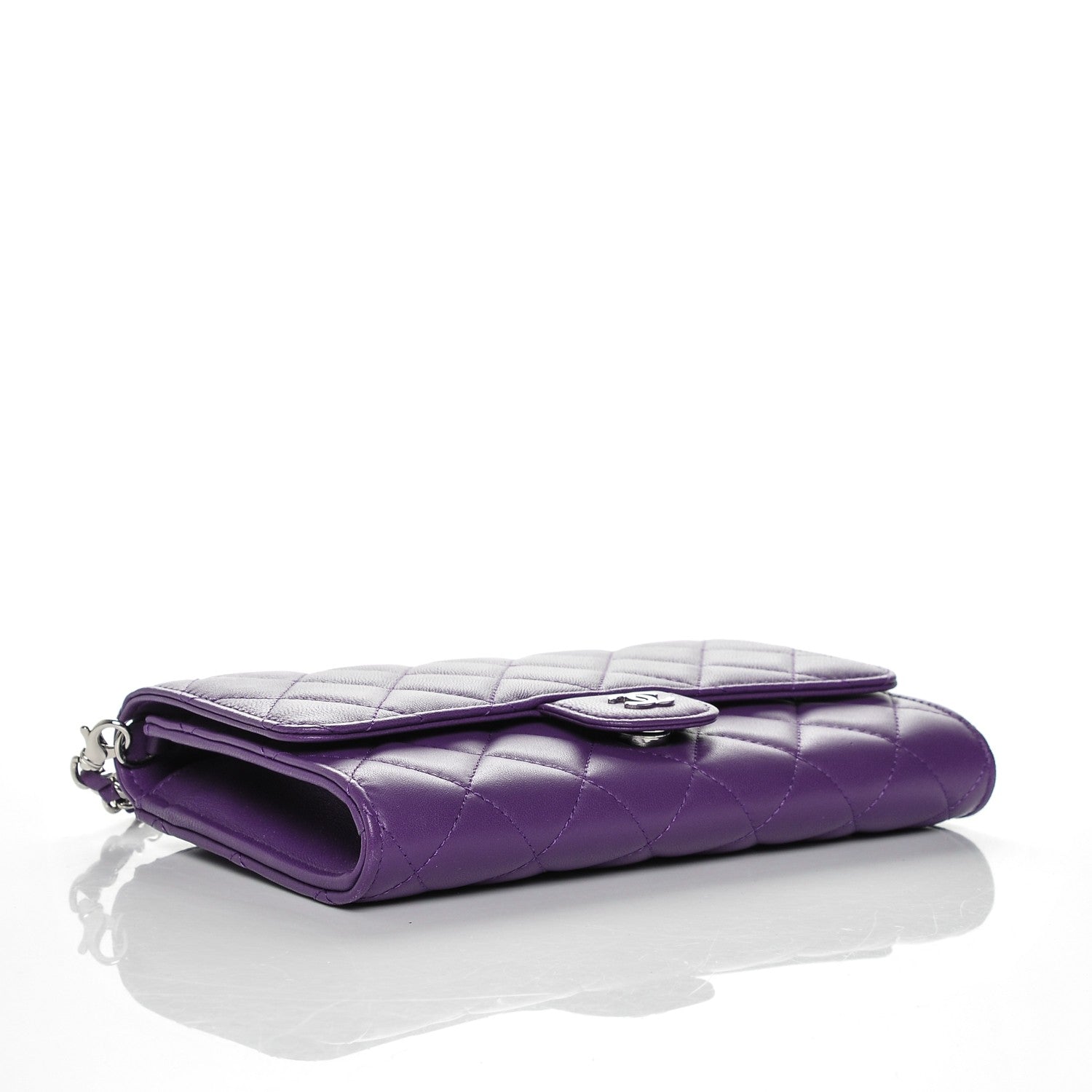 Chanel Lambskin Quilted Wallet on Removable Chain Purple 4 of 8