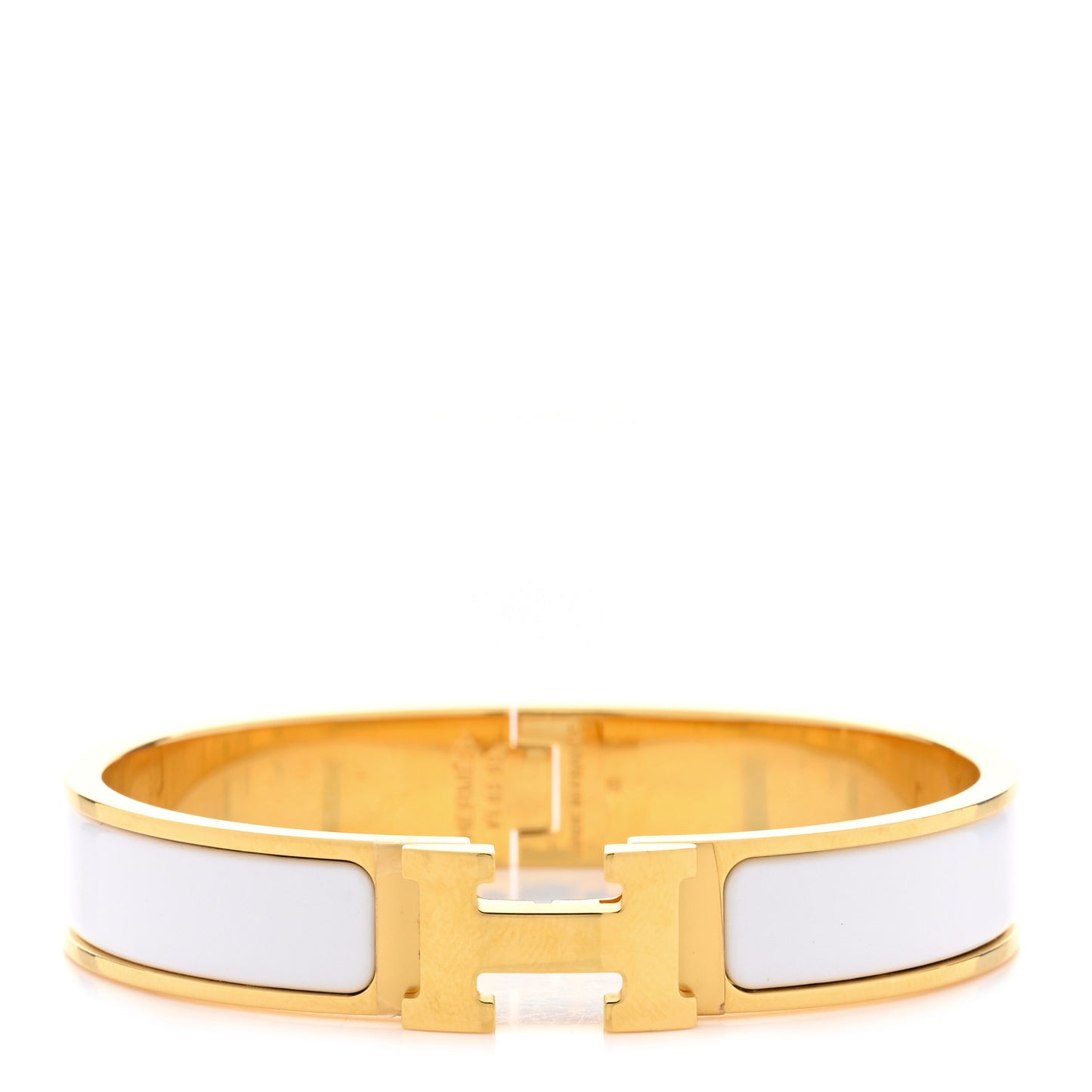 Enamel Narrow Clic Clac H Bracelet GM White