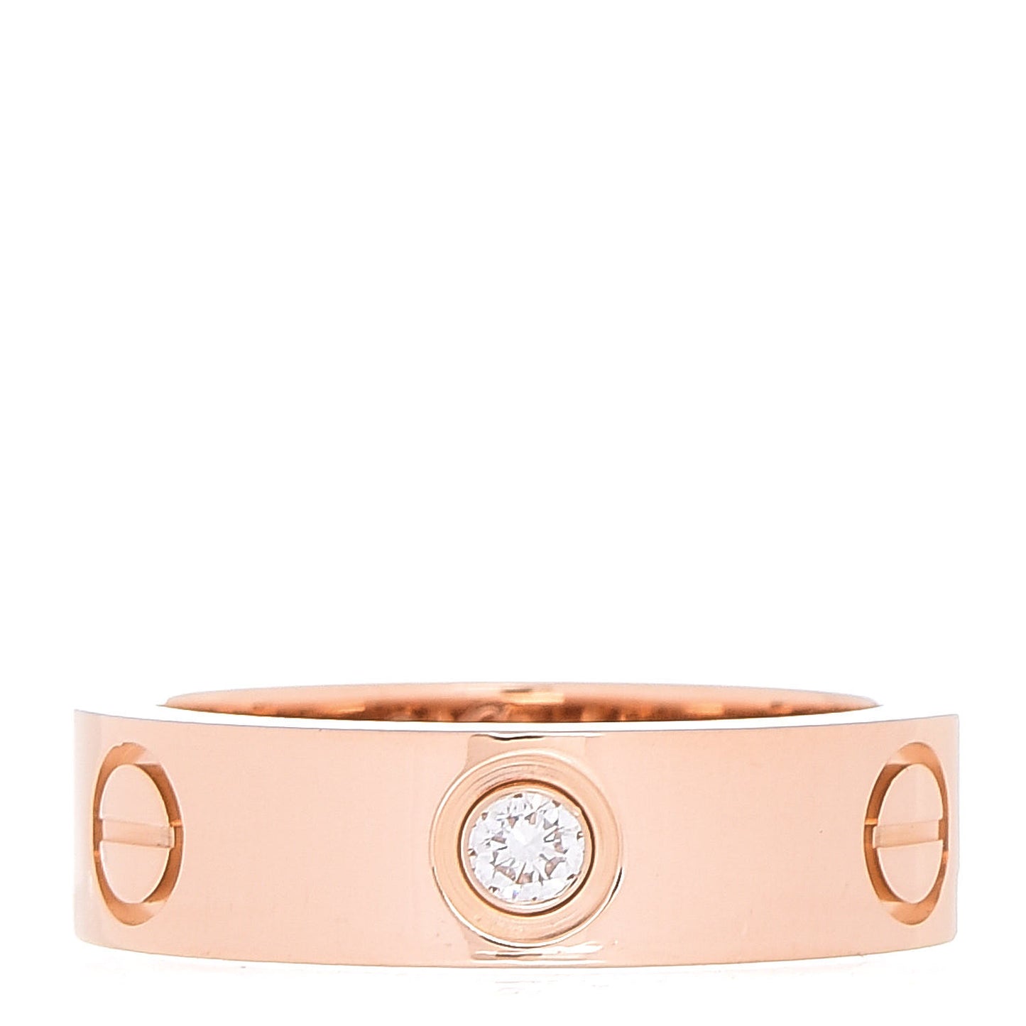18K Pink Gold 3 Diamond 5.5mm LOVE Ring 53 6.25