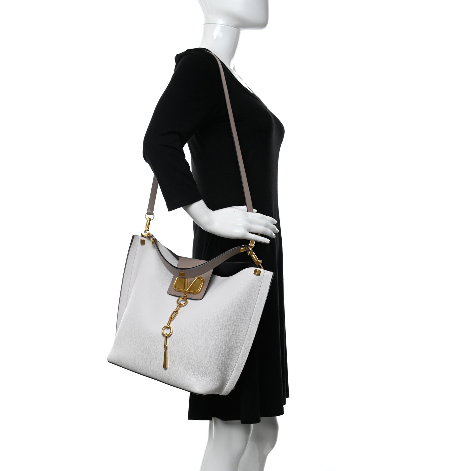 Valentino Garavani Grainy Calfskin VLogo Escape Hobo Bag White 2 of 12