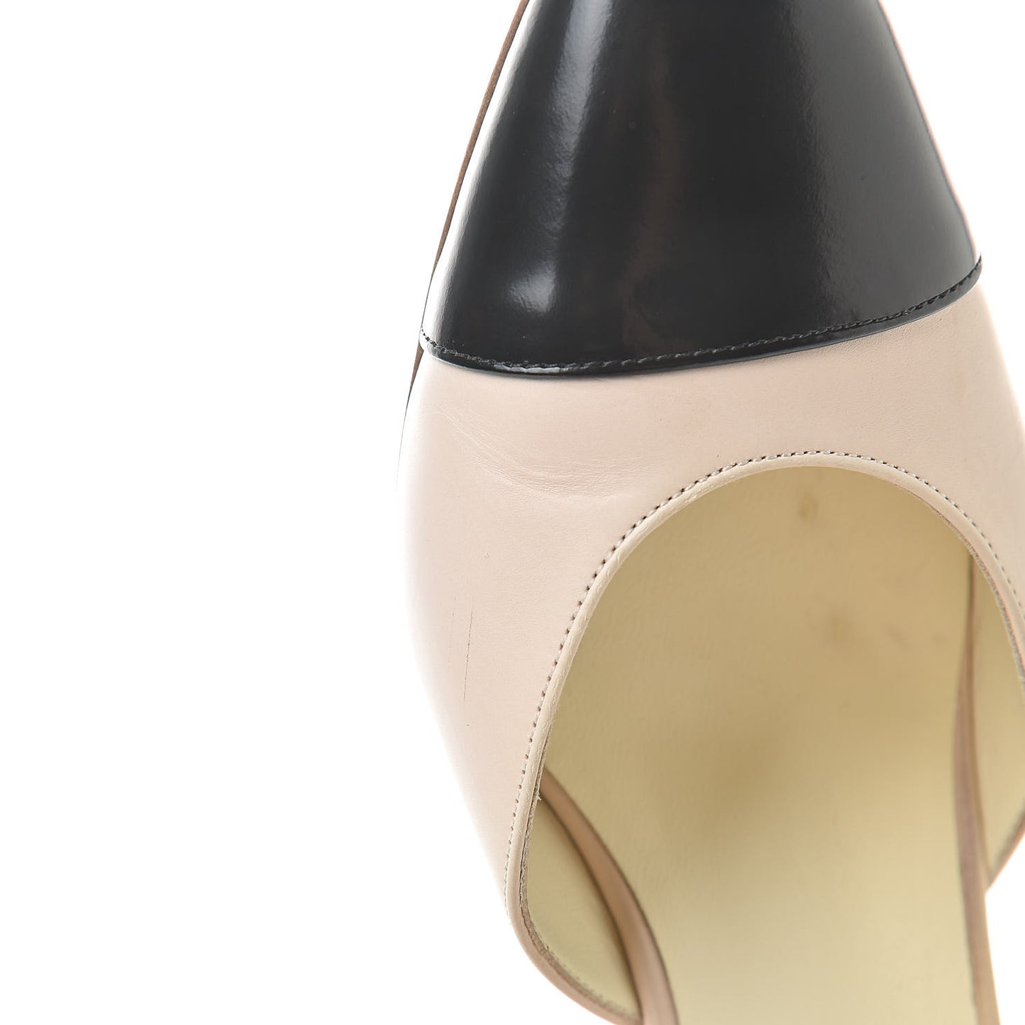 Calfskin Cap Toe CC Slingback Pumps 38 Beige Black
