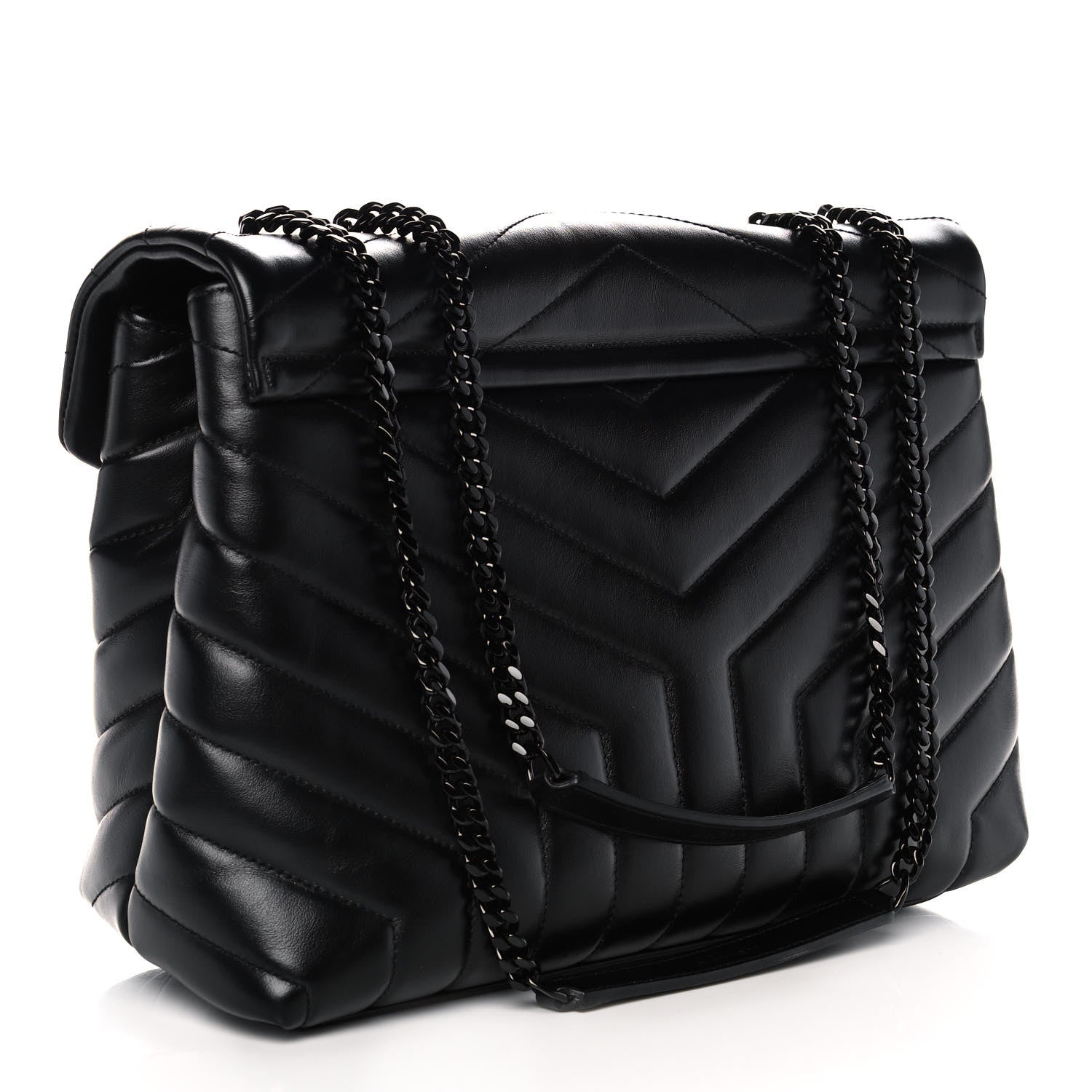 Saint Laurent Calfskin Y Quilted Monogram Medium Loulou Chain Satchel Black 3 of 13