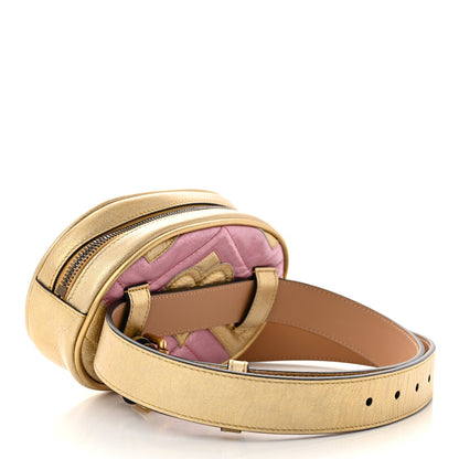 Gucci Metallic Nappa Matelasse Heart GG Marmont Belt Bag 85 34 Oro Vecchio Rosa 3 of 11