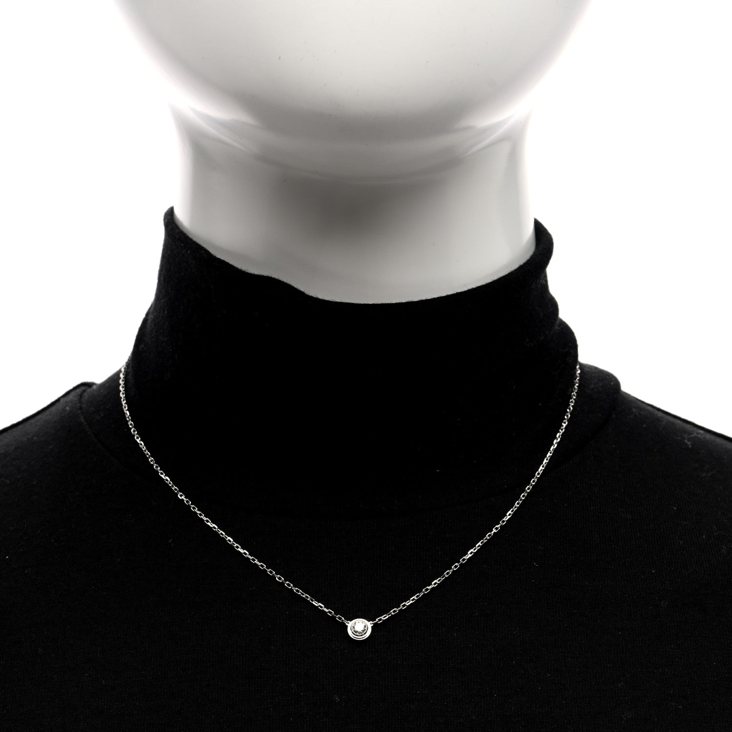 Cartier 18K White Gold Diamond LM D'Amour Pendant Necklace 2 of 5