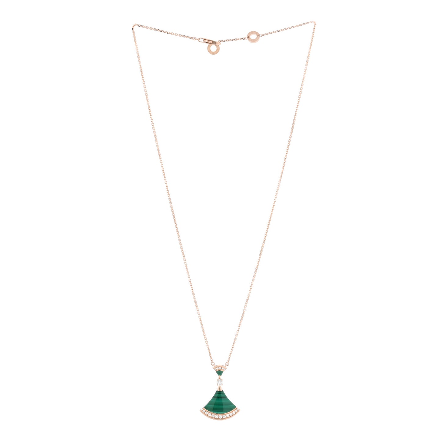 18K Rose Gold Diamond Malachite Divas' Dream Pendant Necklace