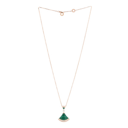 Bulgari 18K Rose Gold Diamond Malachite Divas' Dream Pendant Necklace 3 of 6