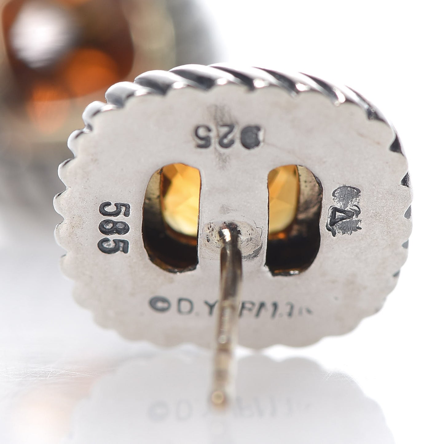 Sterling Silver 14K Yellow Gold Citrine 7mm Albion Cable Earrings