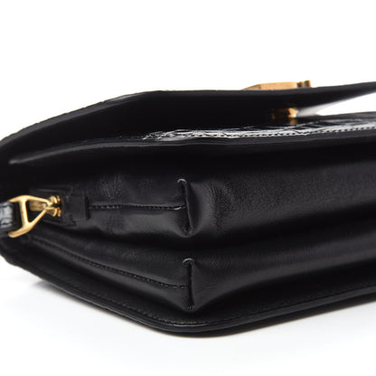 Balenciaga Shiny Calfskin Crocodile Embossed Small B Bag Black 6 of 10