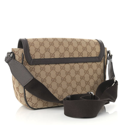 Gucci Monogram Flap Messenger Bag Beige Dark Brown 2 of 12