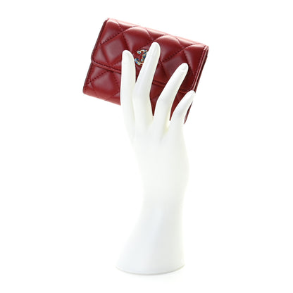 Chanel Lambskin Quilted Enamel Flap Card Holder Wallet Red 9 of 10