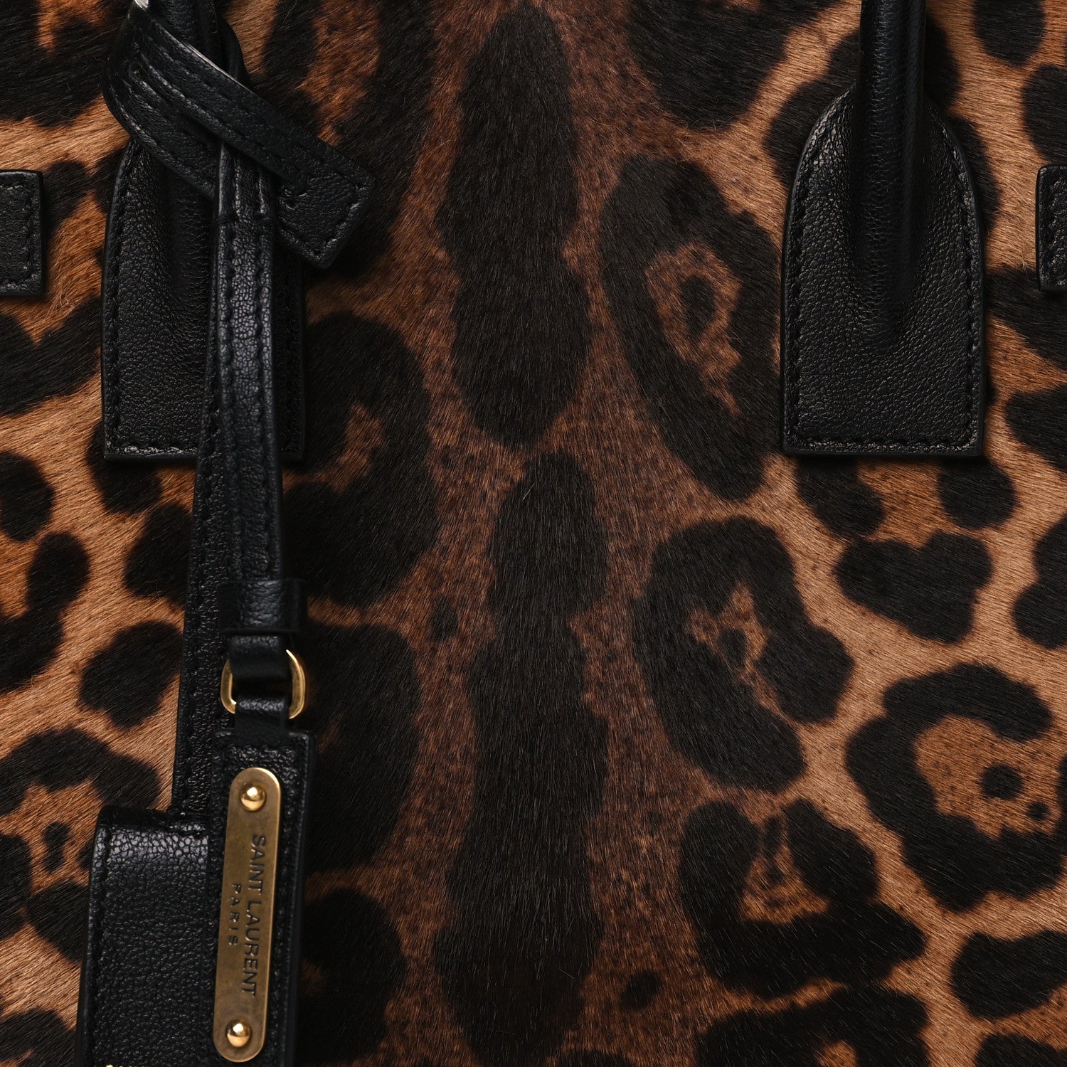Saint Laurent Pony Effect Calfskin Leopard Print Baby Supple Sac De Jour 5 of 9