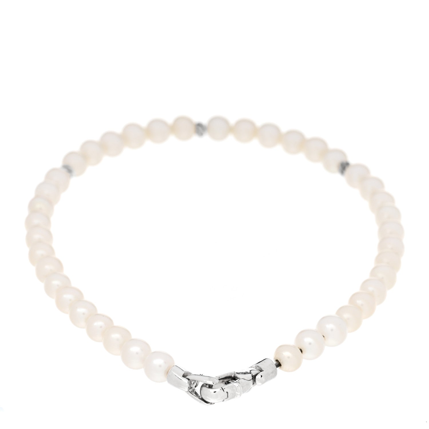 David Yurman Sterling Silver Pearl 5mm Bijoux Spiritual Beads Bracelet 2 of 5