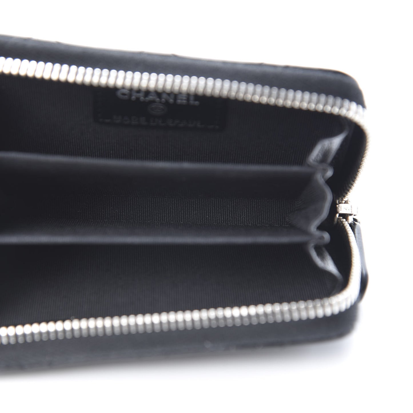 Patent Calfskin Quilted Zip Coin Purse Black