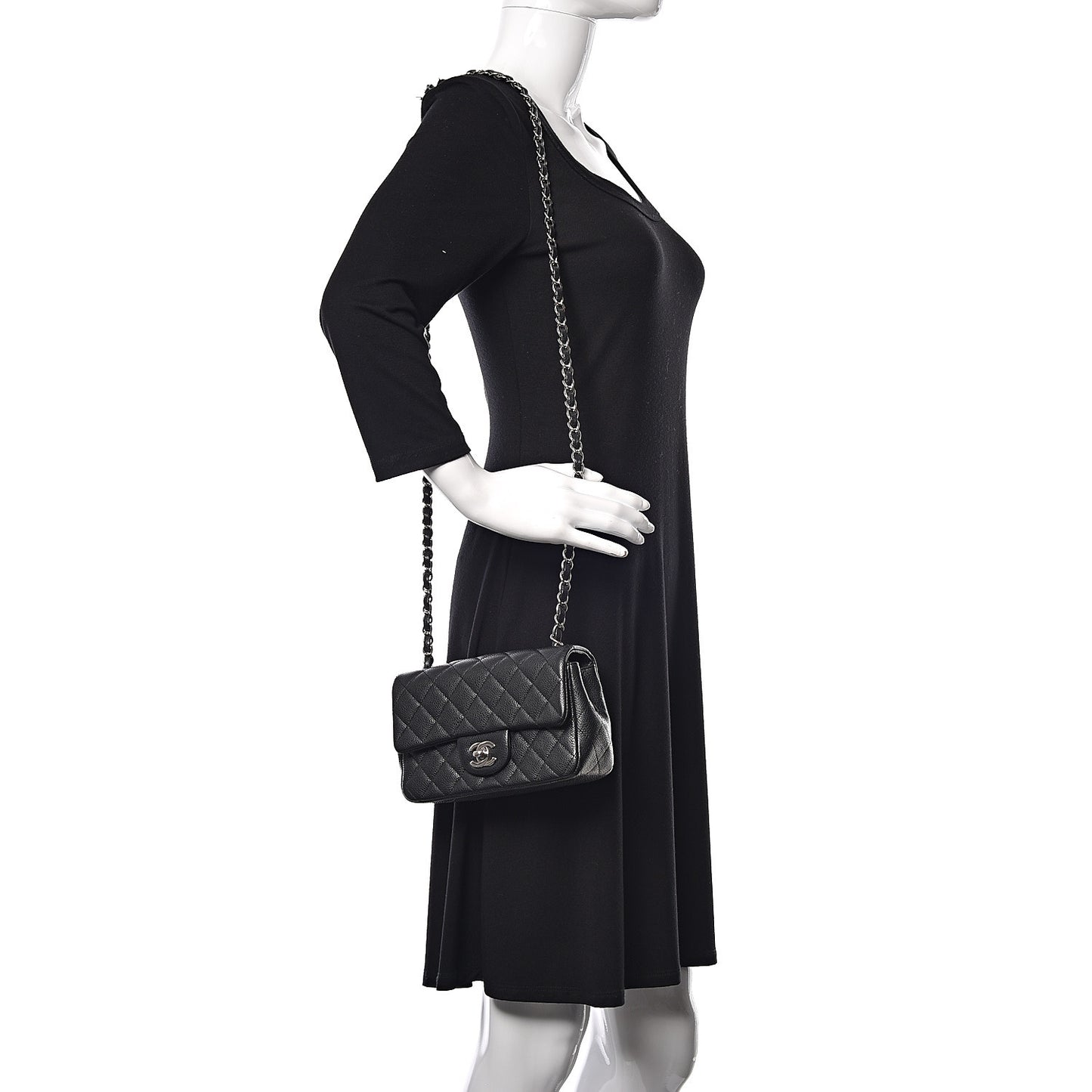 Caviar Quilted Mini Rectangular Flap Black