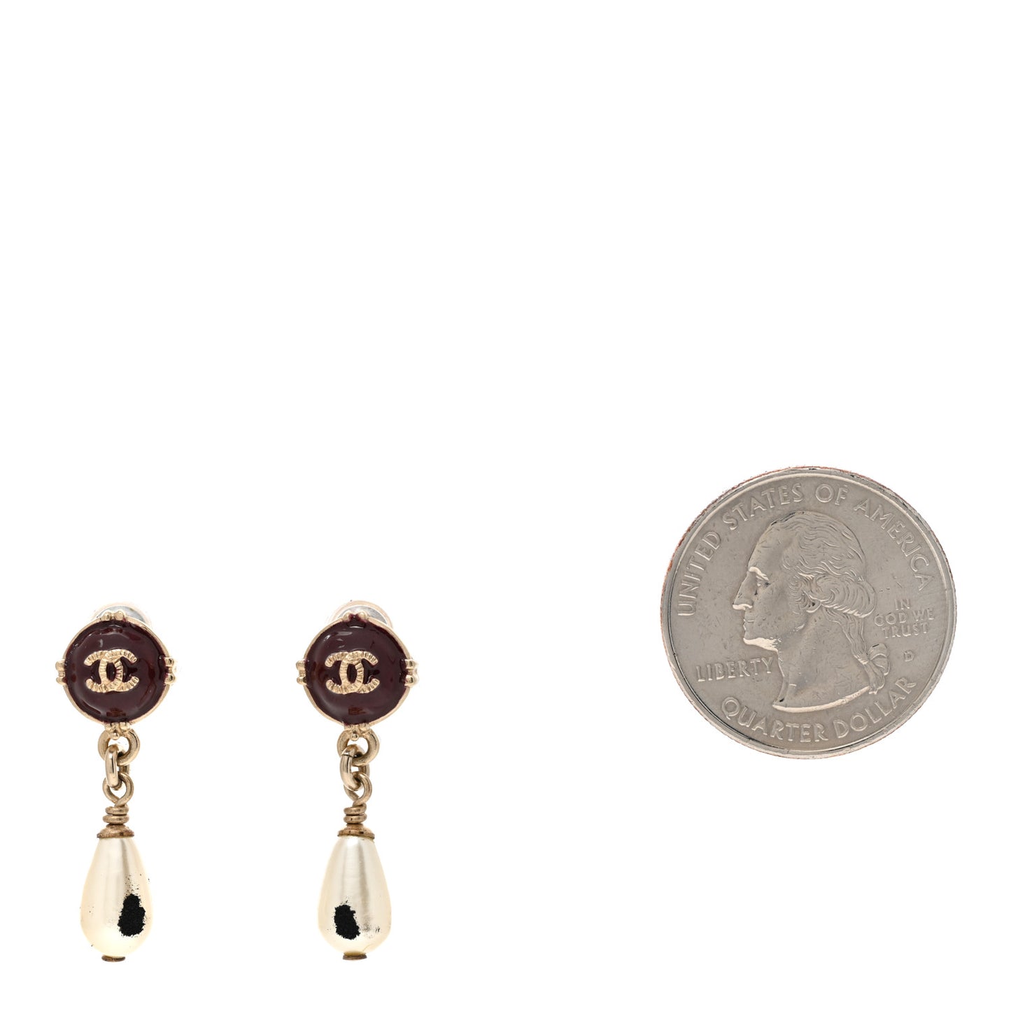 Resin Pearl CC Drop Earrings Red