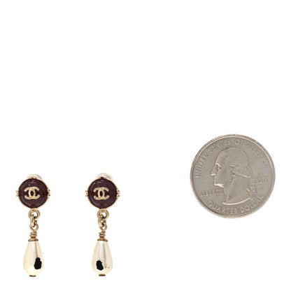 Chanel Resin Pearl CC Drop Earrings Red 2 of 8
