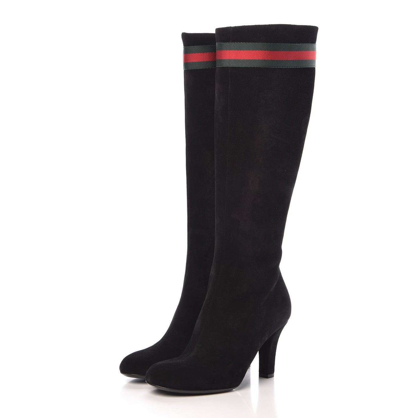 Suede Knee High Web Boots 36.5 Black