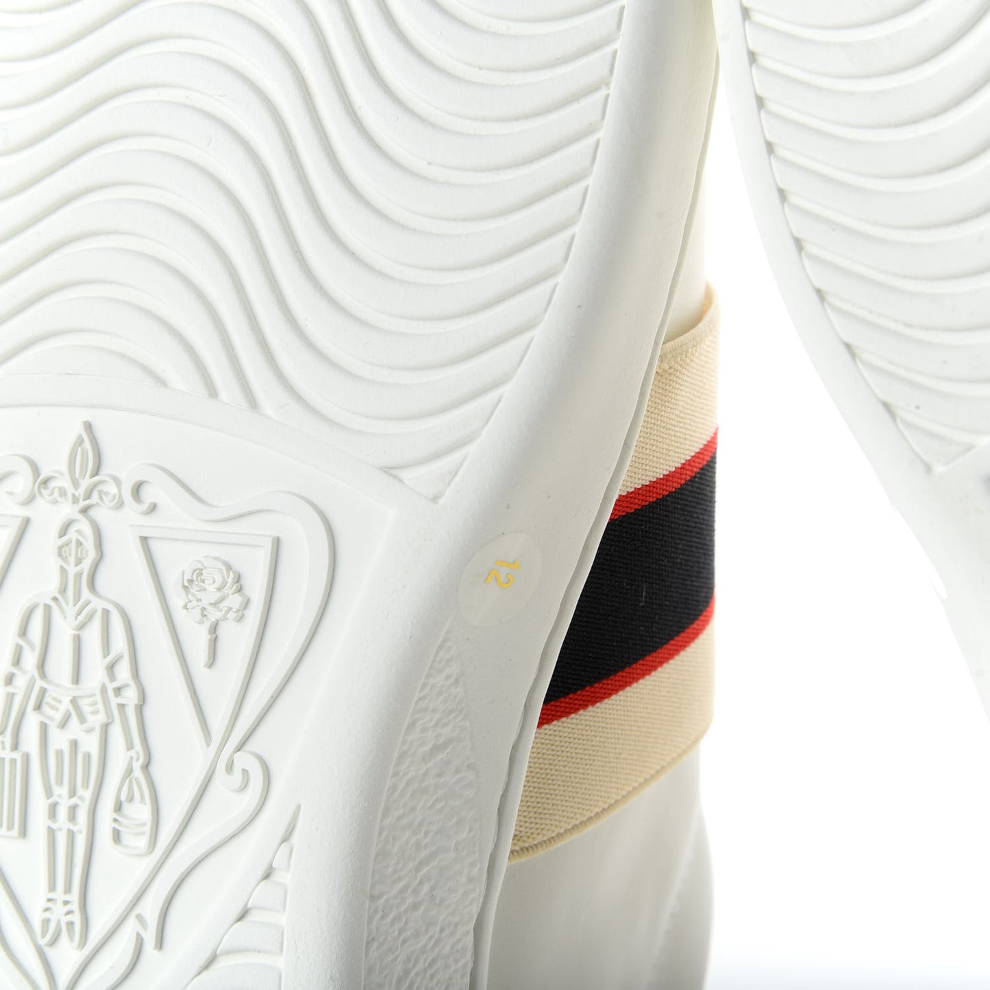 Calfskin Stripe Mens New Ace Sneakers 12 White Ecru Red Flame