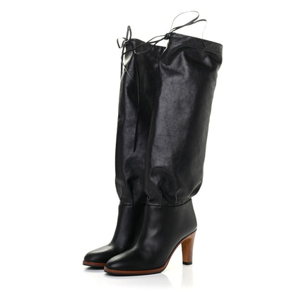 Gucci Deauville Calfskin Cinched Knee High Boots 35.5 Black 3 of 7