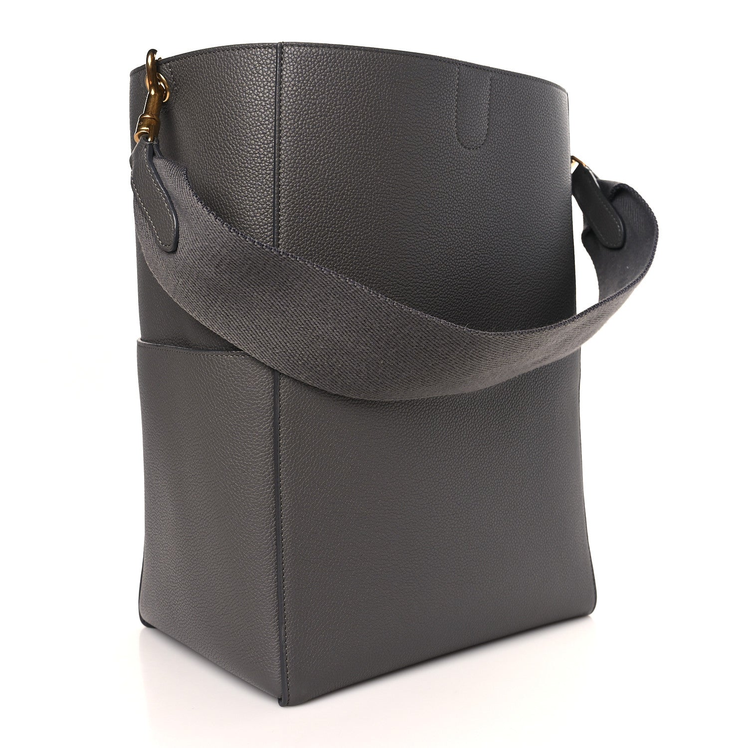 Celine Soft Grained Calfskin Sangle Bucket Bag Grey 3 of 9
