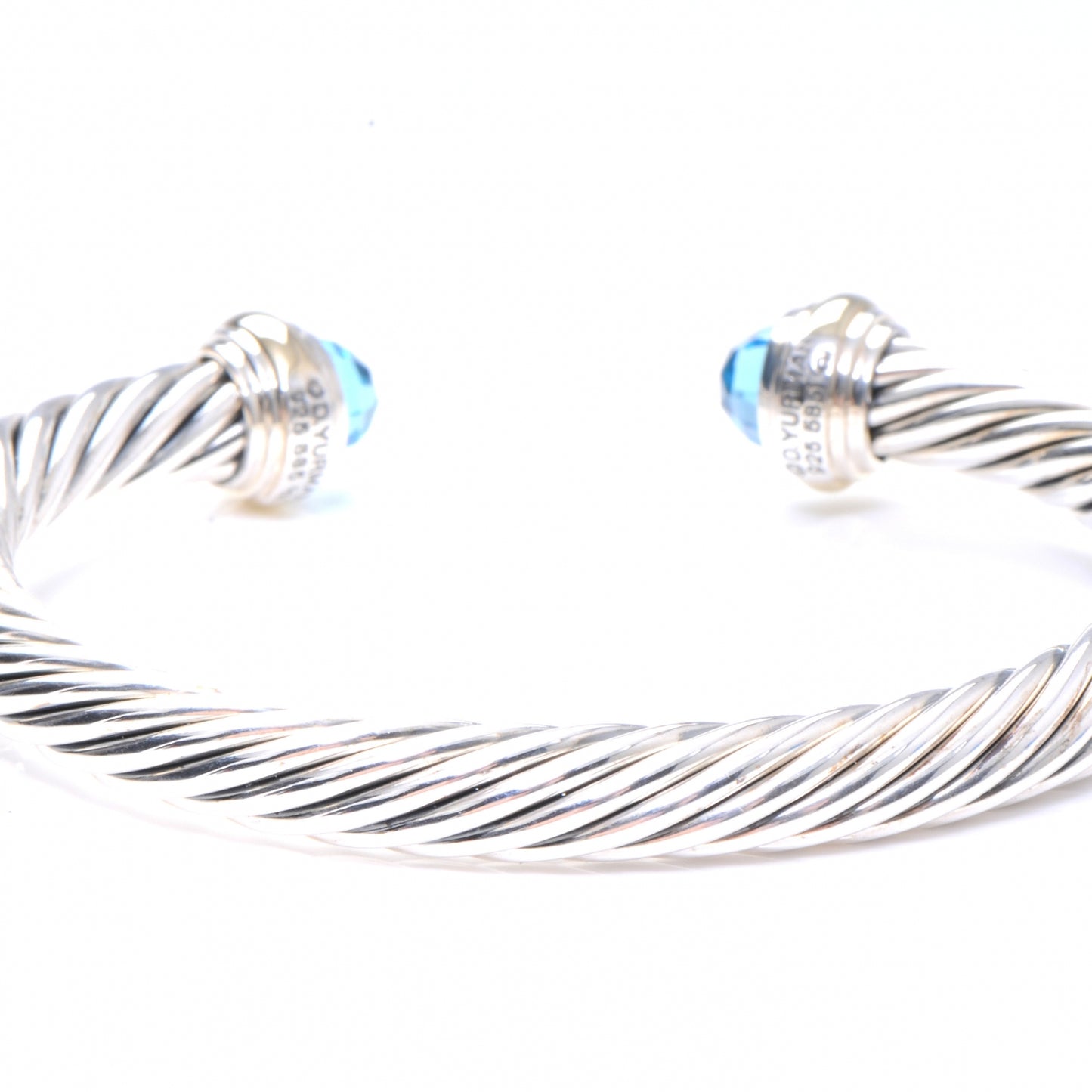Sterling Silver and 14k Gold Topaz Cable Cuff