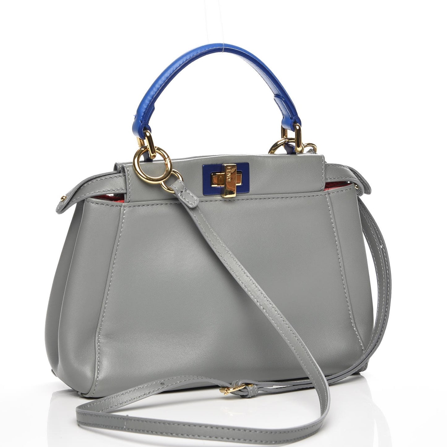 Nappa Colorblock Mini Peekaboo Iconic Satchel Grigio Chiaro Fragola Blue