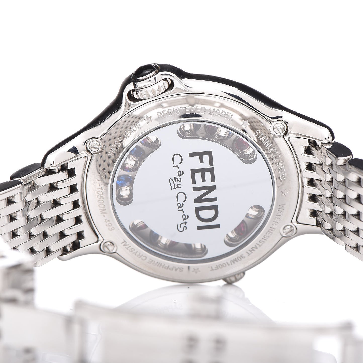 Stainless Steel Diamond Topaz 38mm Crazy Carats Rotating Gem Quartz Watch