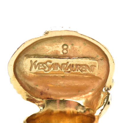 Saint Laurent Glass Cabochon Arty Ovale Ring 8 Gold Lapis 4 of 5