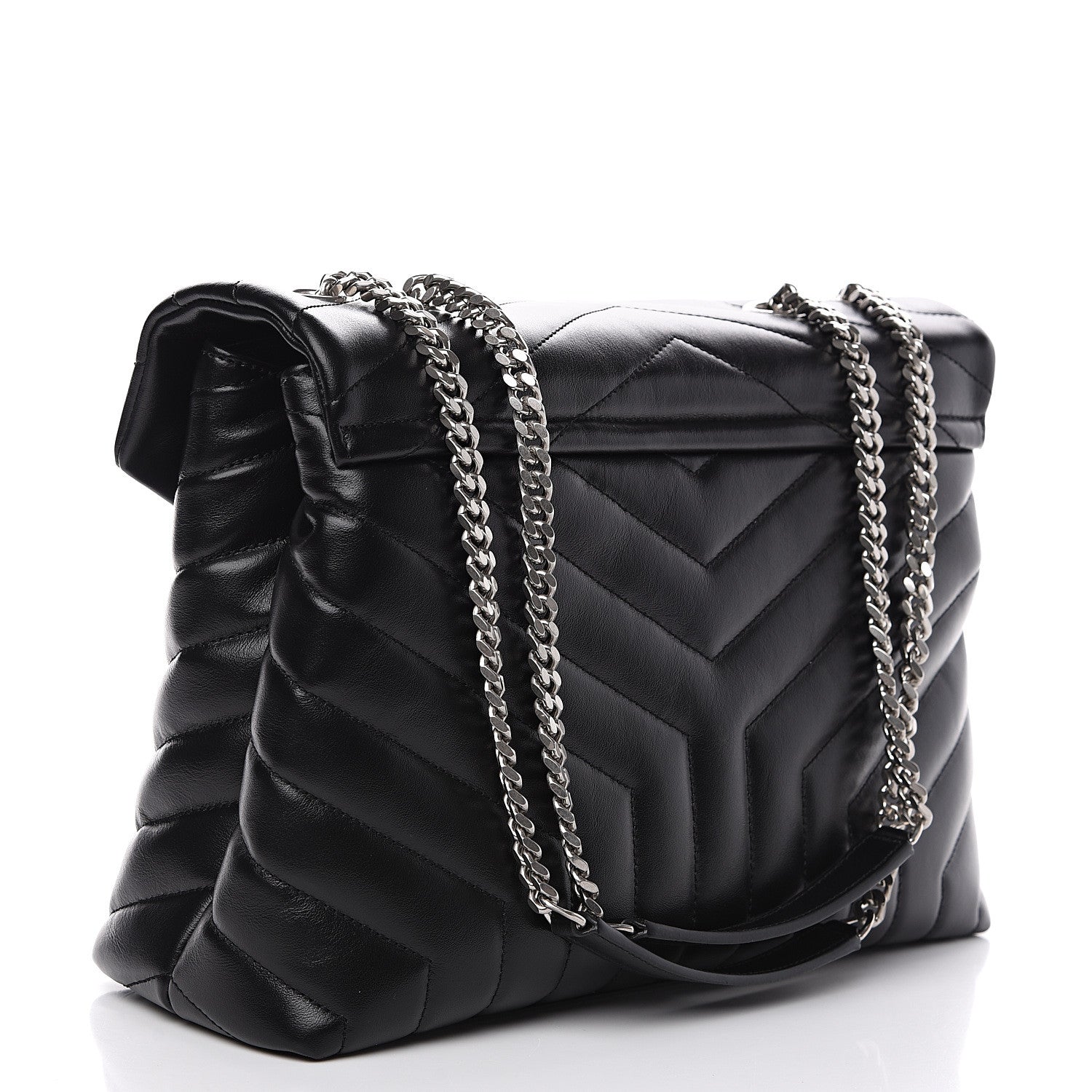 Saint Laurent Calfskin Y Quilted Monogram Medium Loulou Chain Satchel Black 2 of 10