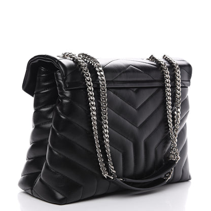 Saint Laurent Calfskin Y Quilted Monogram Medium Loulou Chain Satchel Black 2 of 10