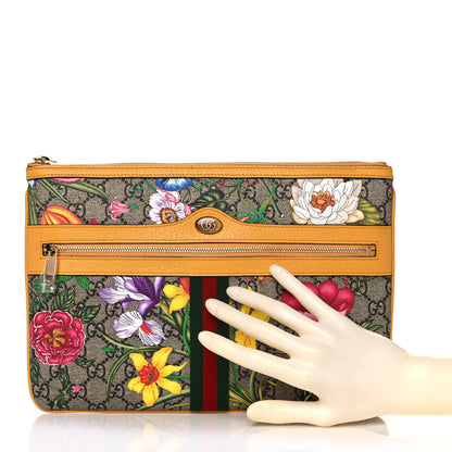 Gucci GG Supreme Monogram Flora Large Ophidia Pouch Clutch Beige Multicolor Crop 2 of 10