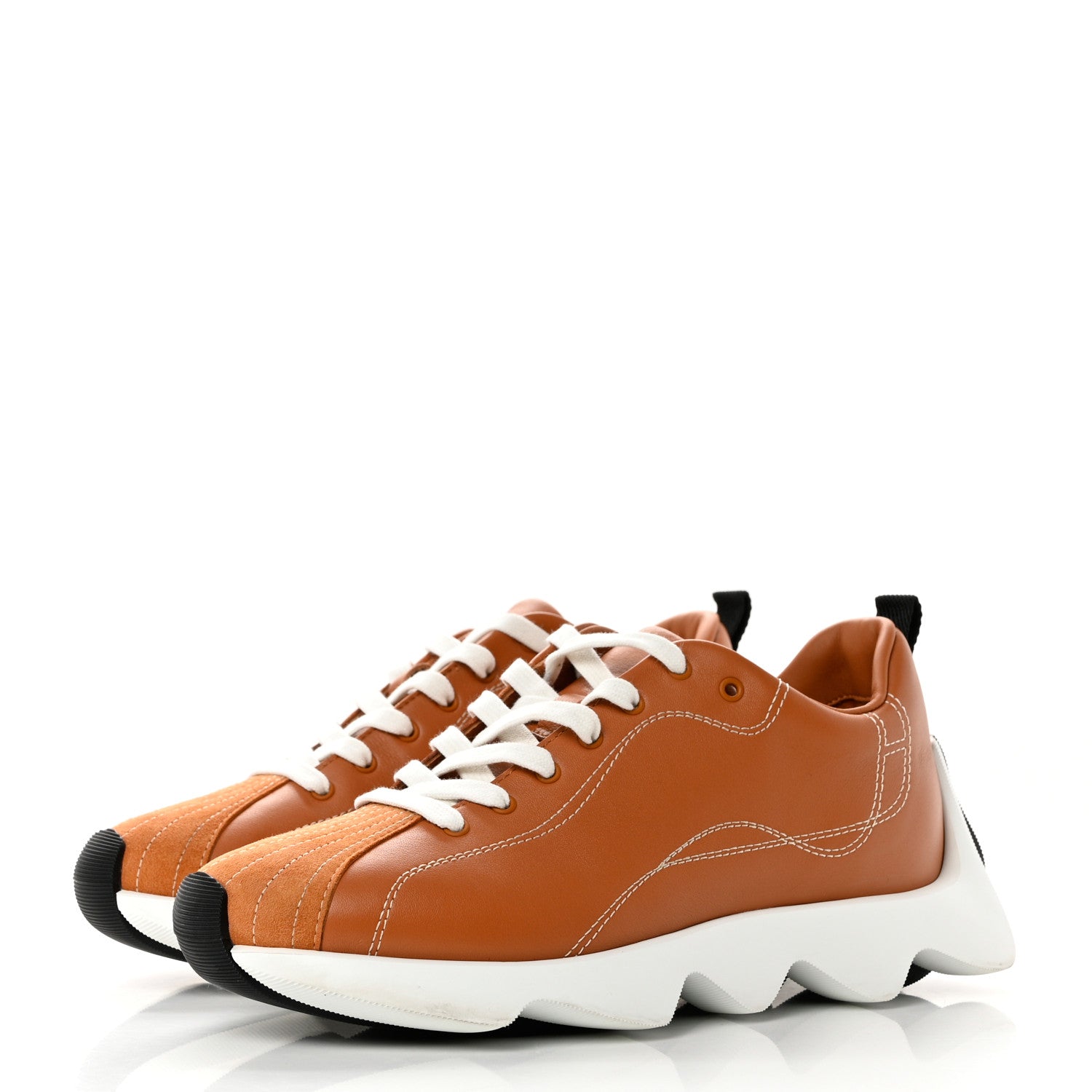 Hermes Calfskin Suede Goatskin Envol Sneakers 37 Naturel 3 of 9
