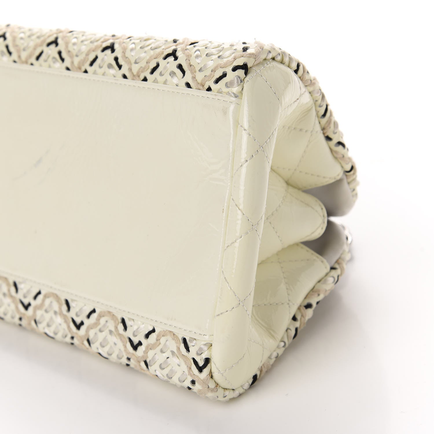 Chanel Patent Hand Embroidered Medium Just Mademoiselle White 7 of 12