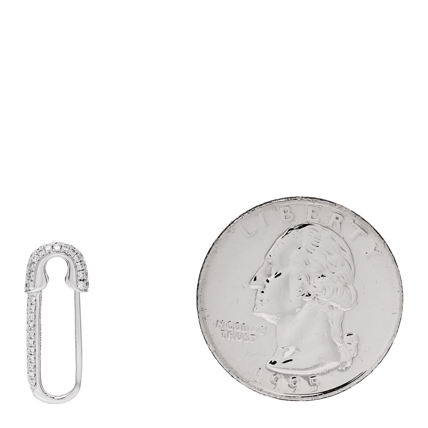 Anita Ko 18K White Gold Diamond Mini Safety Pin Earring 2 of 4